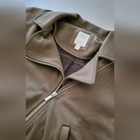 Lauren Conrad Green Suede Moto Jacket Women's Size Medium - Picture 3 of 10